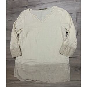 The Paradise Collection Beige Tan Blouse Top Sz M Linen